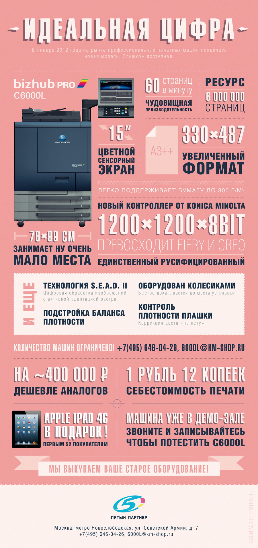 Konica Minolta Bizhub PRO C6000L при покупке в подарок iPad 4G